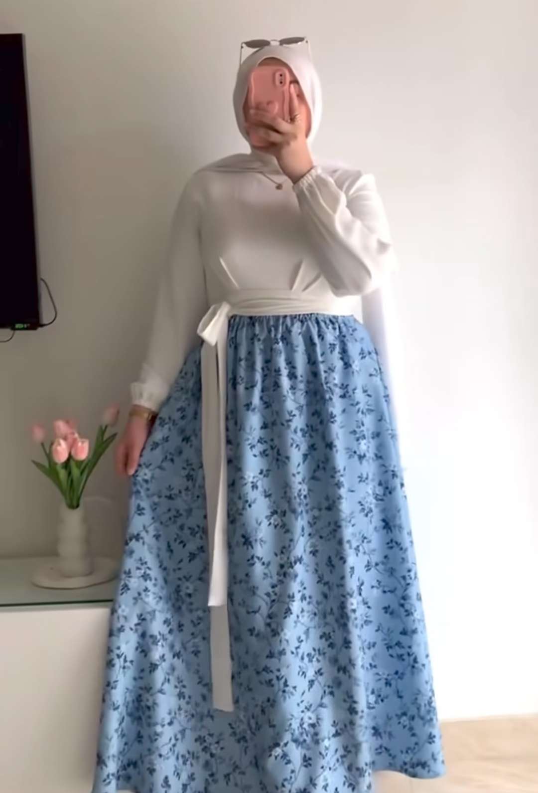 Baby Blue Flowers Skirt