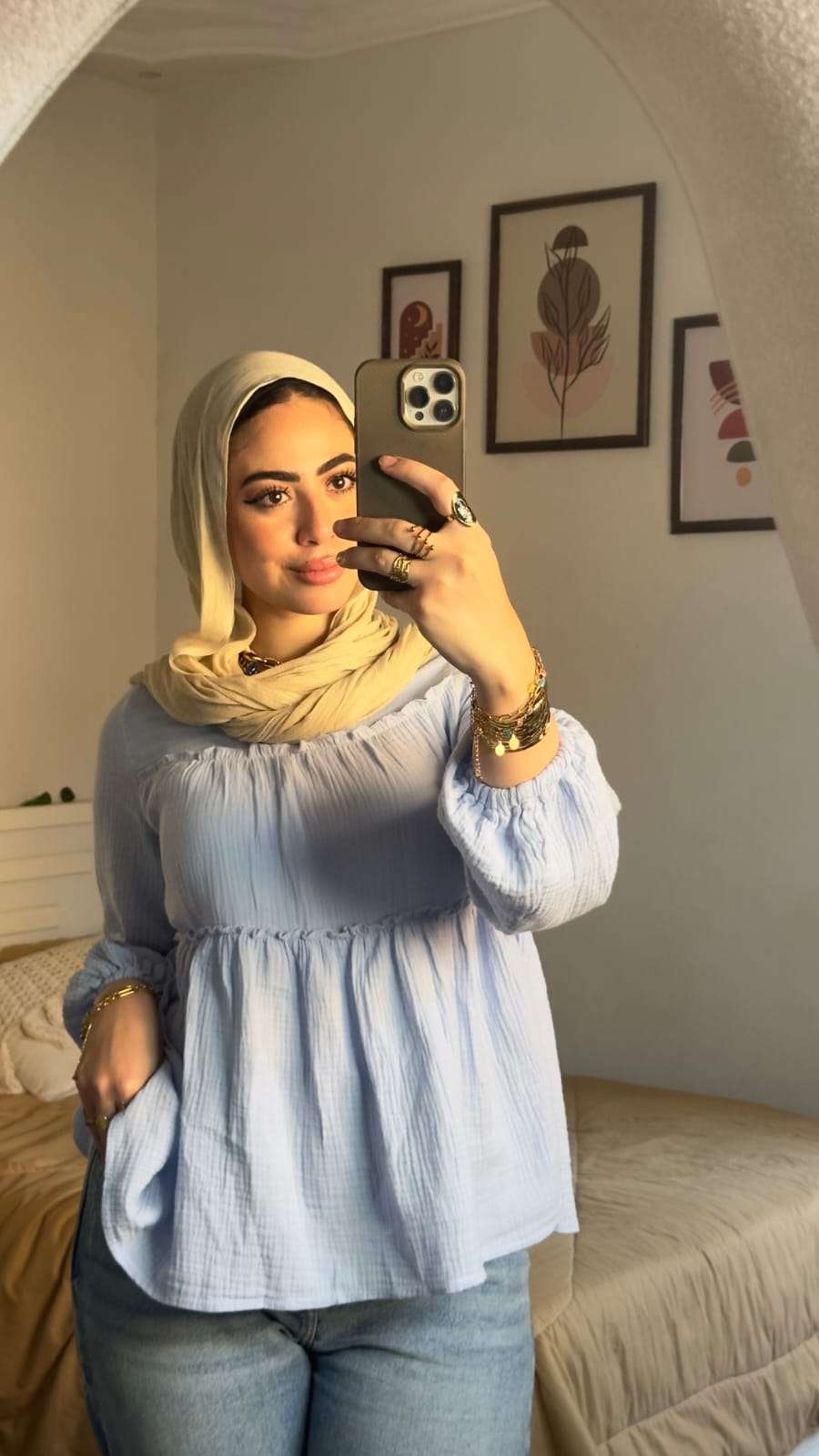 Baby Blue Pleated Blouse