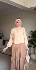 تنورة كتان مطرزة "كافيه"