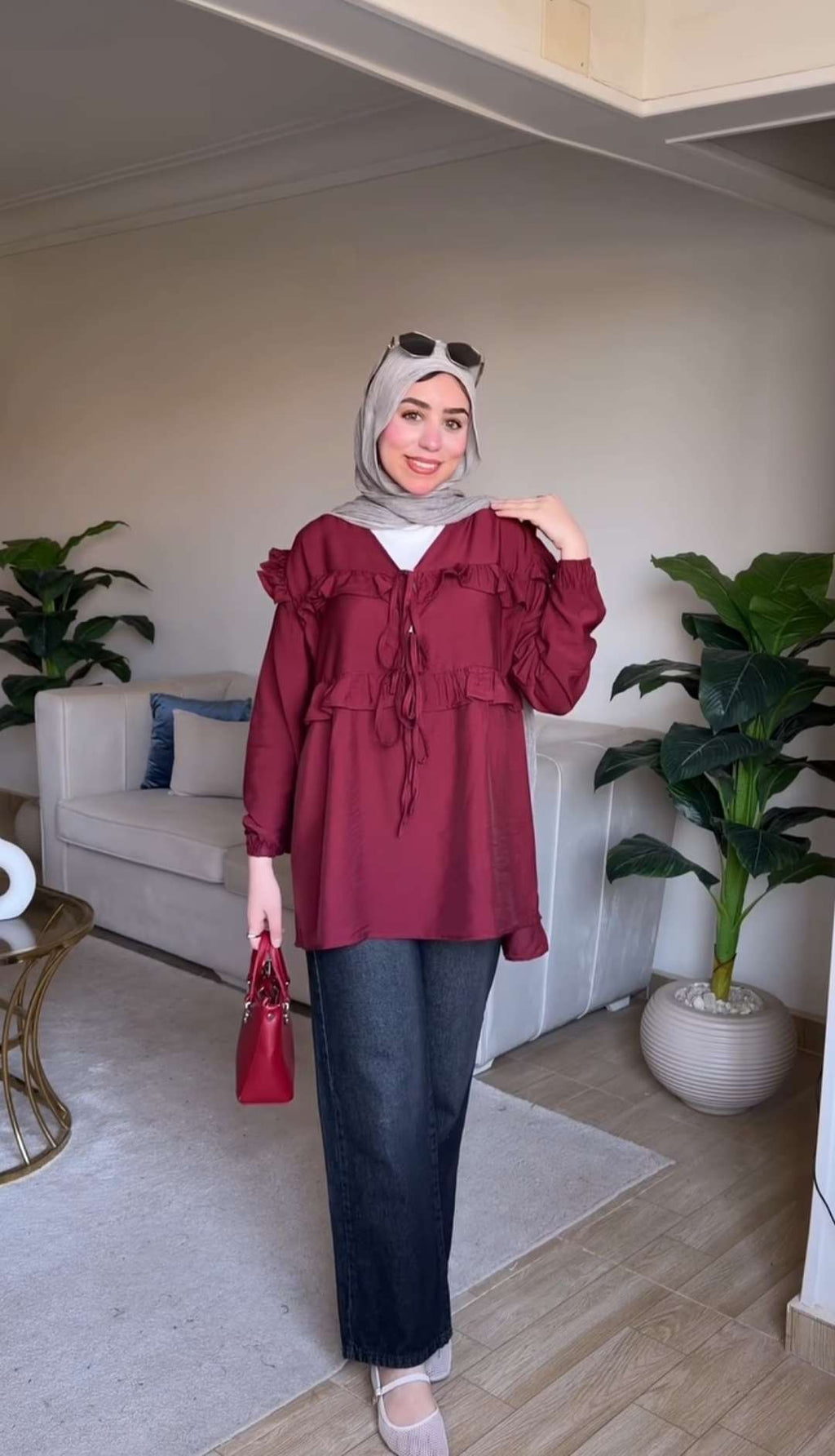 Burgundy Wavy Blouse