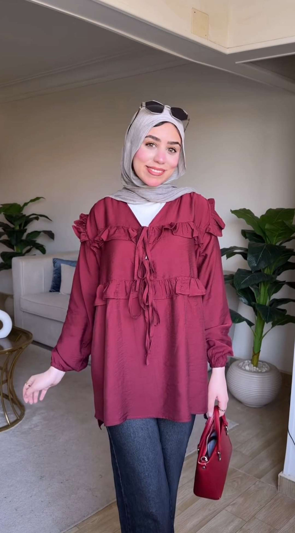 Burgundy Wavy Blouse