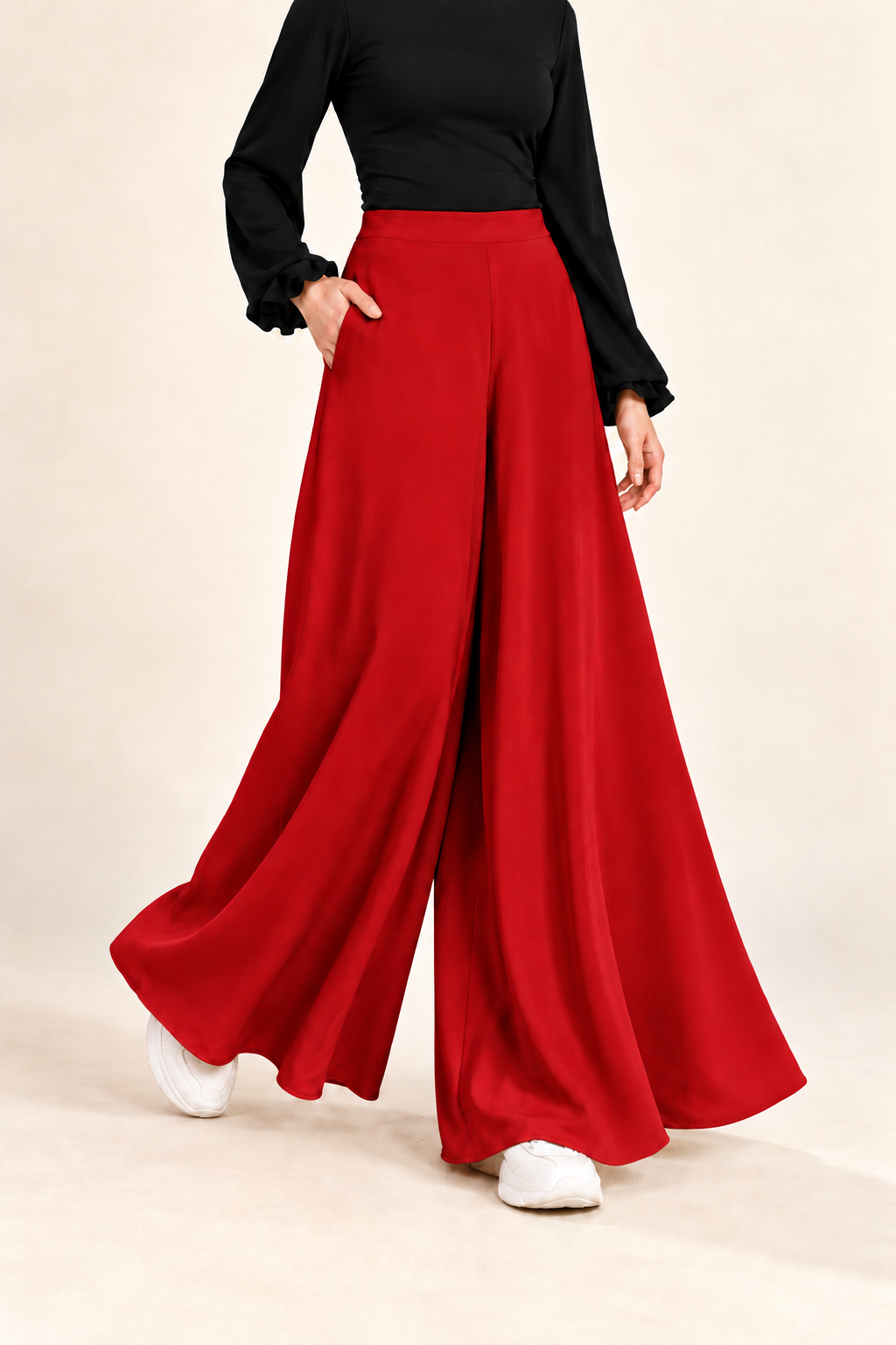 Red Wide-leg Pants.