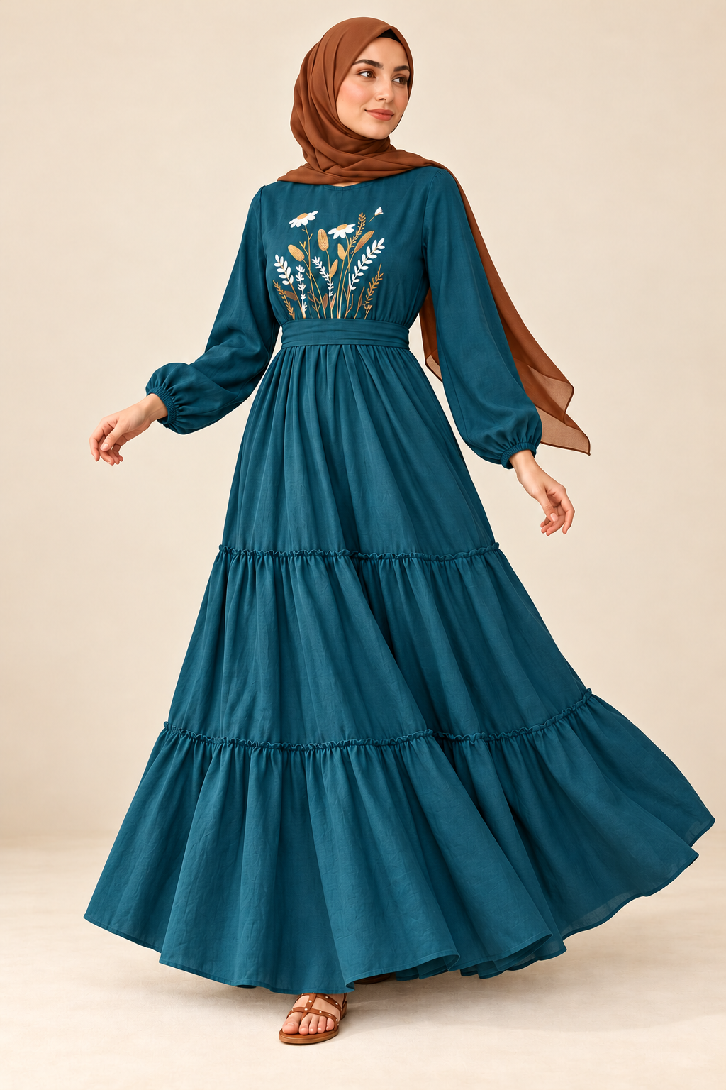 Jinzari Linen Embroidered Dress.