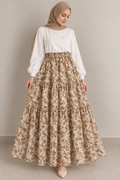 Beige Floral Skirt.