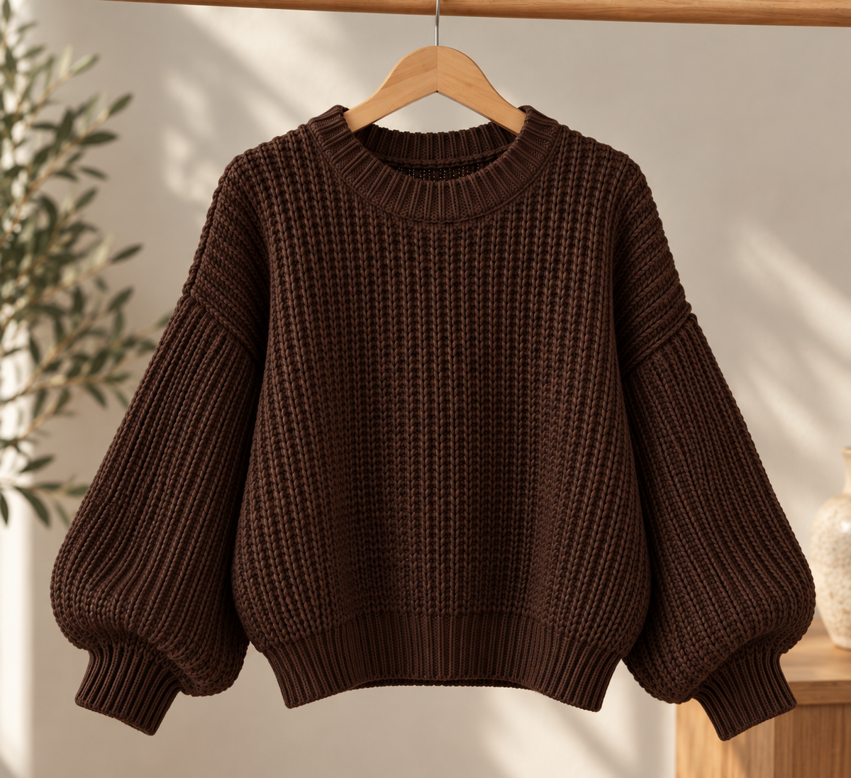Brown Crop-Top Pullover