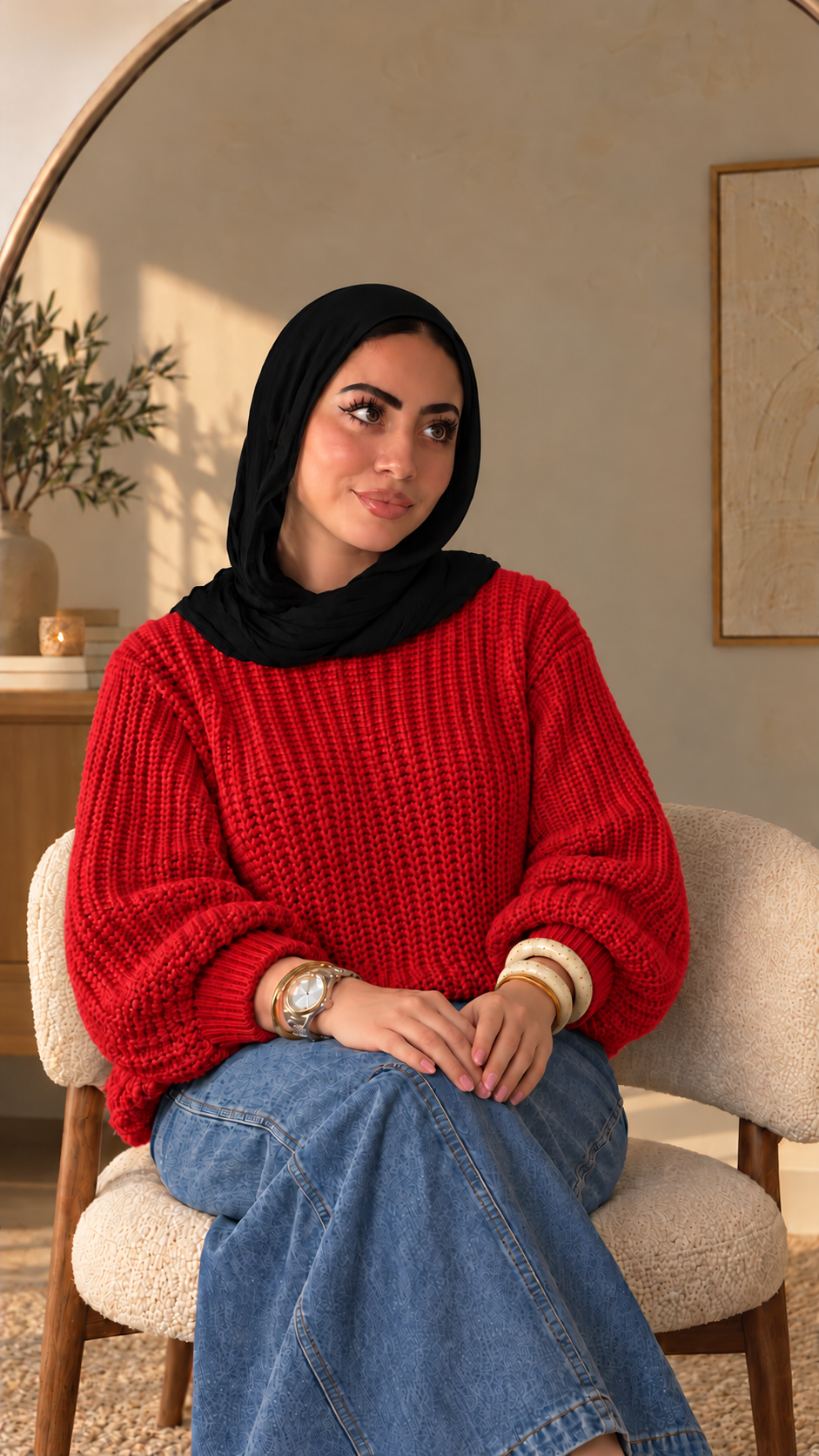 Red Crop-Top Pullover.