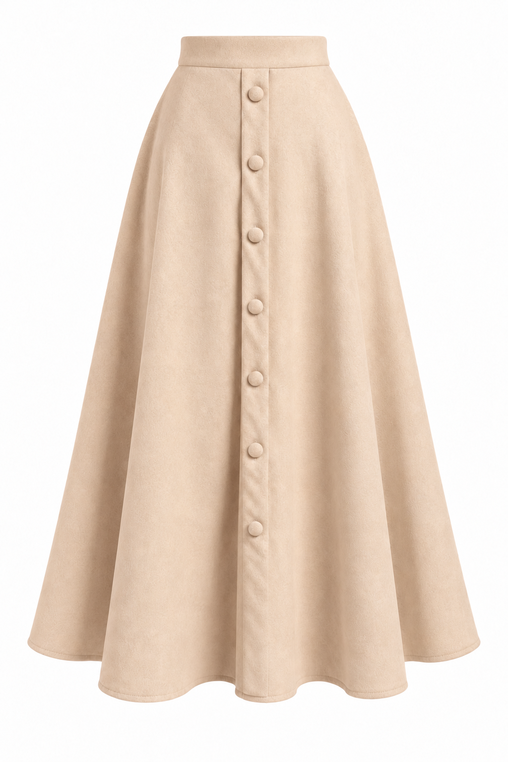 Beige Suede skirt with Buttons.