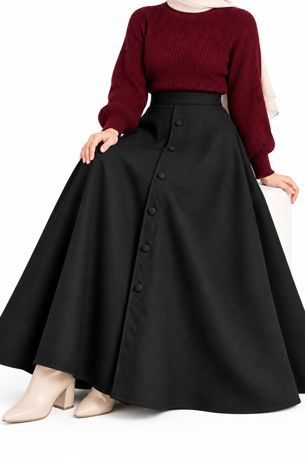 Black Suede skirt with Button.