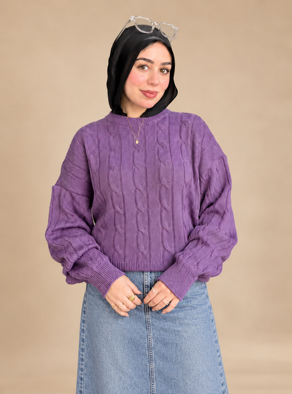 Purple Cable Pullover.