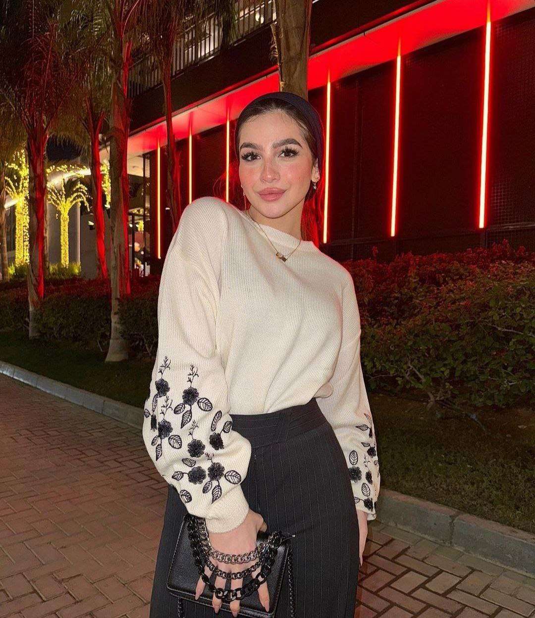 Embroidered Sleeve Pullover in White.