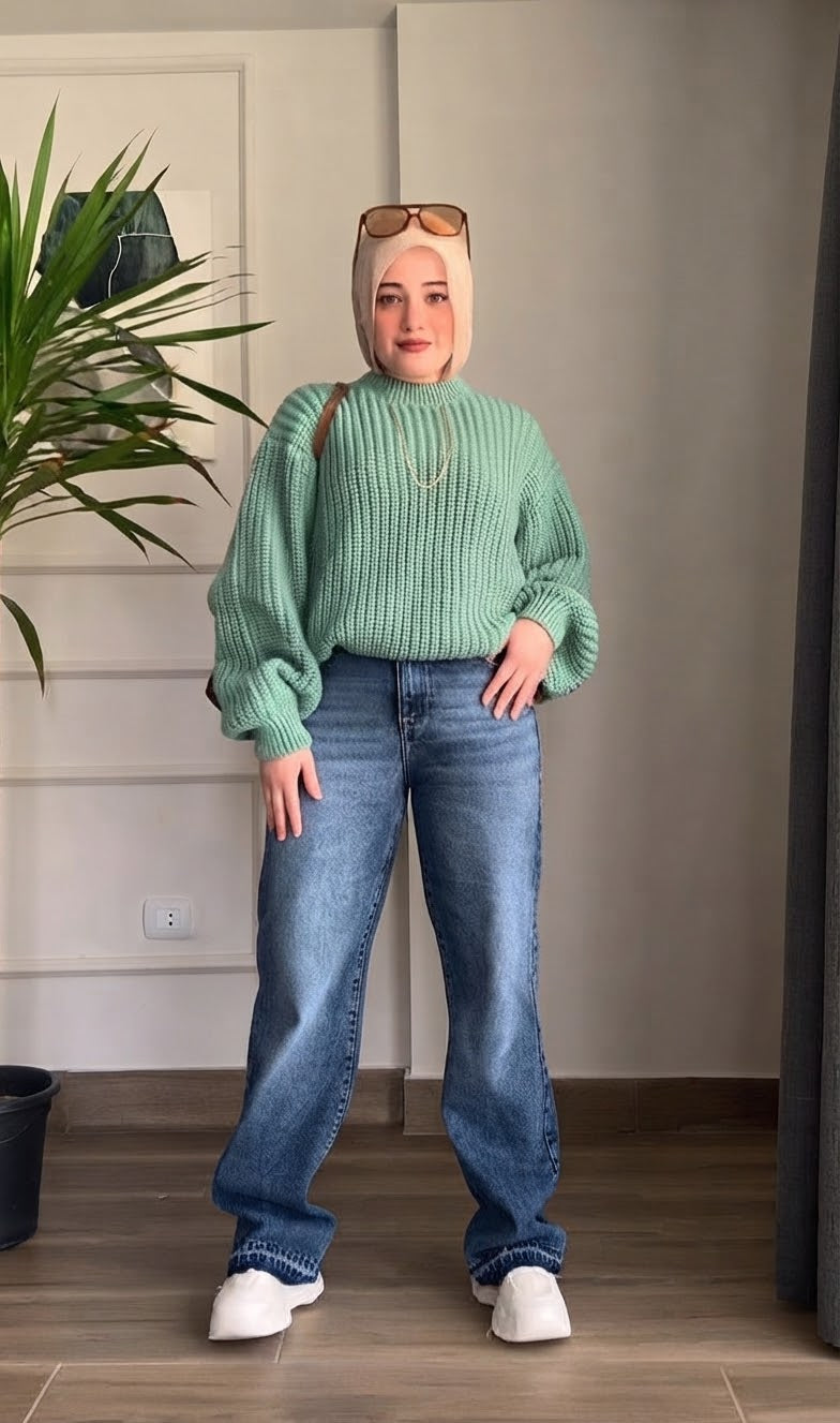 Mint Green Crop-Top Pullover