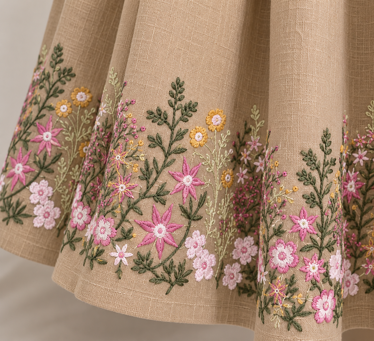 Cafe Embroidered linen Skirt