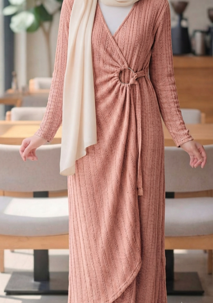 Cashmere Braided Dress With Metal Ring