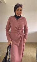 Cashmere Rib-Knit Dress With a Metal Ring.