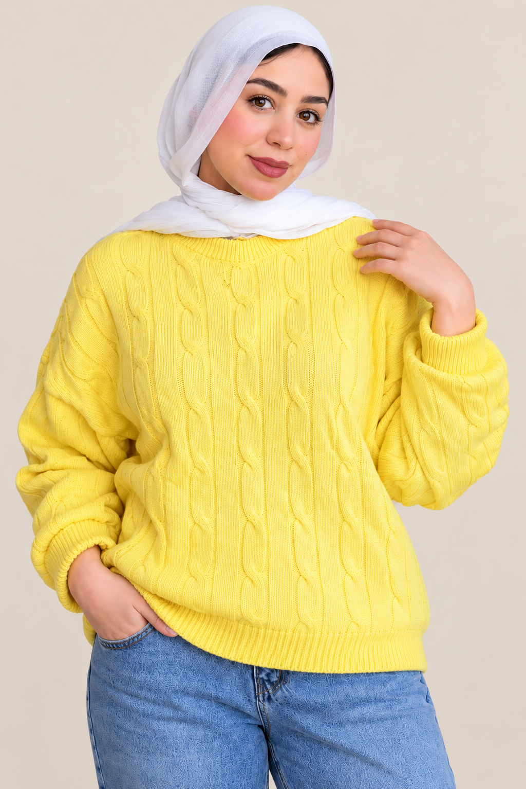 Yellow Cable Pullover.