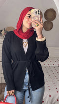 Black Cardigan With Belt.