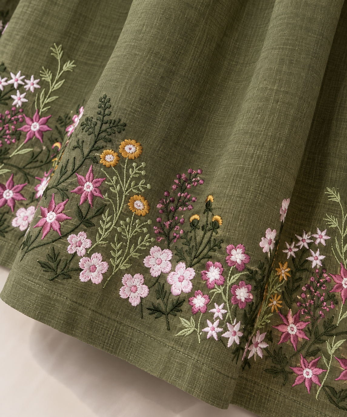 Oily Embroidered linen Skirt