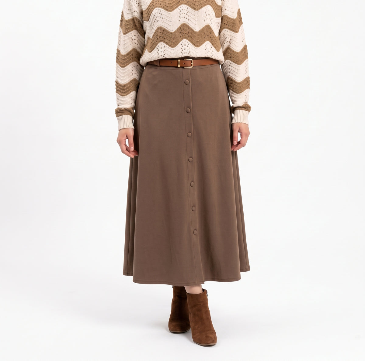 Cafe Suede skirt with Buttons.