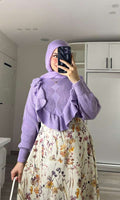 Lavender Ruffled V Pullover.