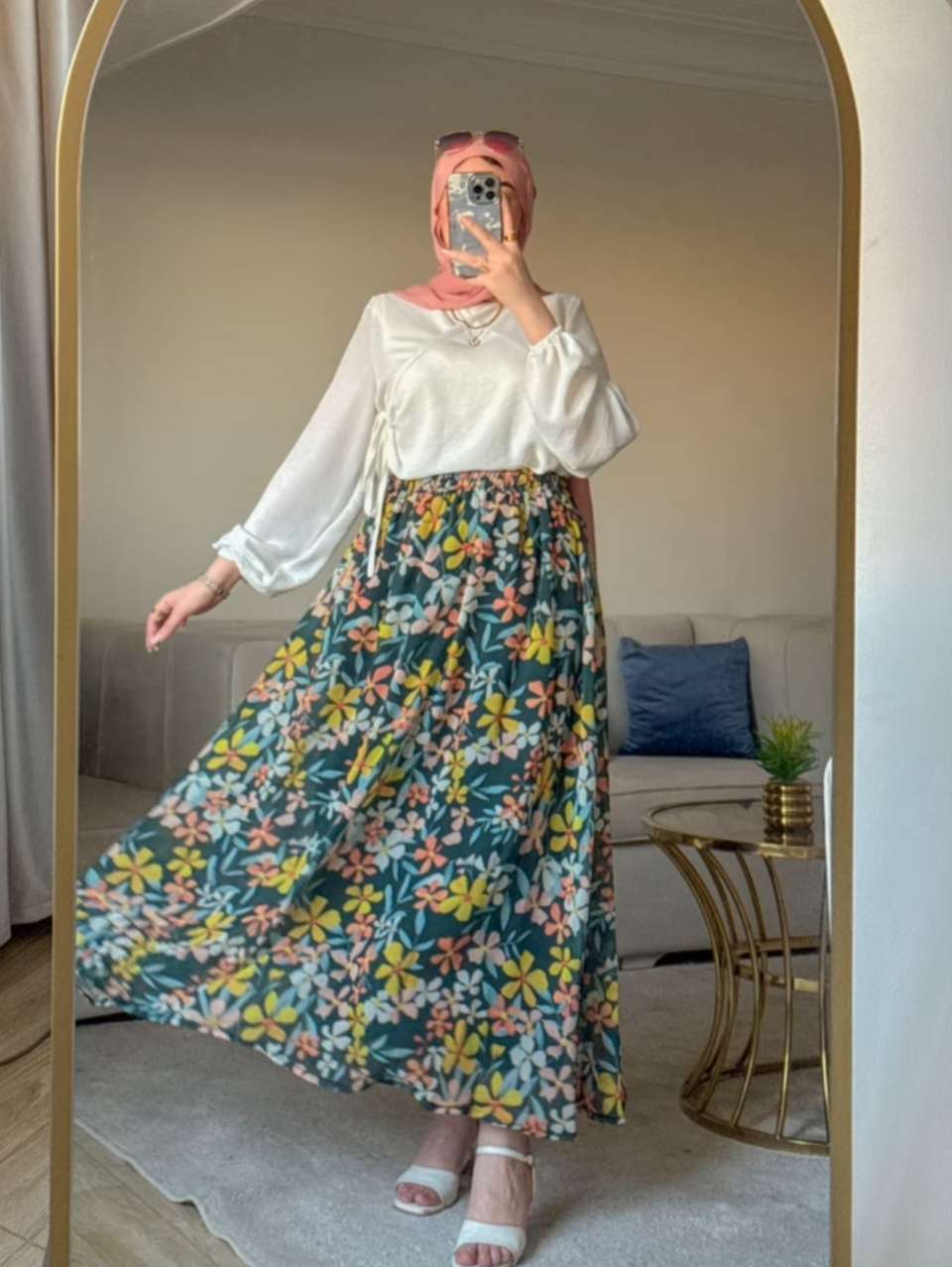 Yellow Floral Skirt.