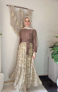 Beige Floral Skirt.