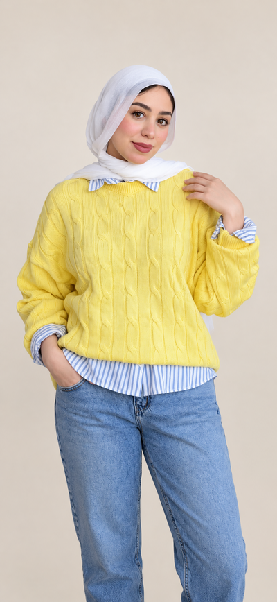 Yellow Cable Pullover.