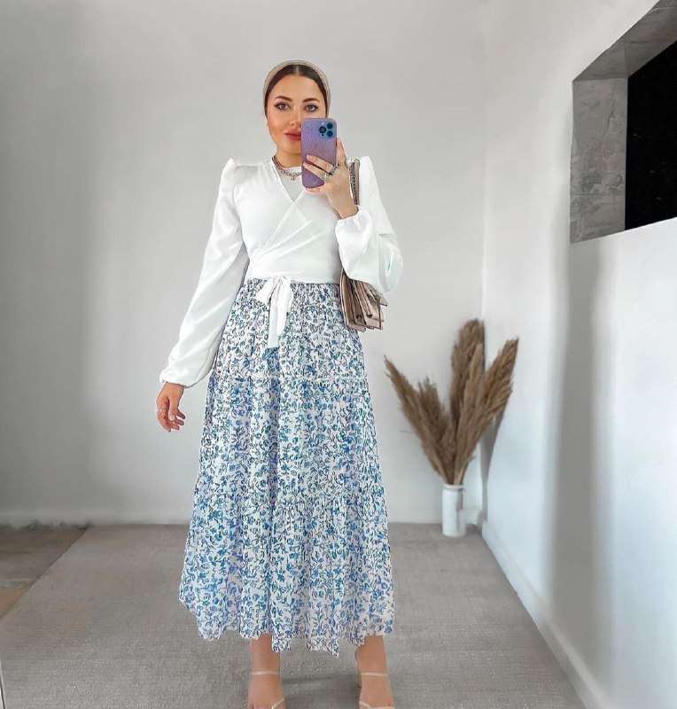Baby Blue Floral Skirt.
