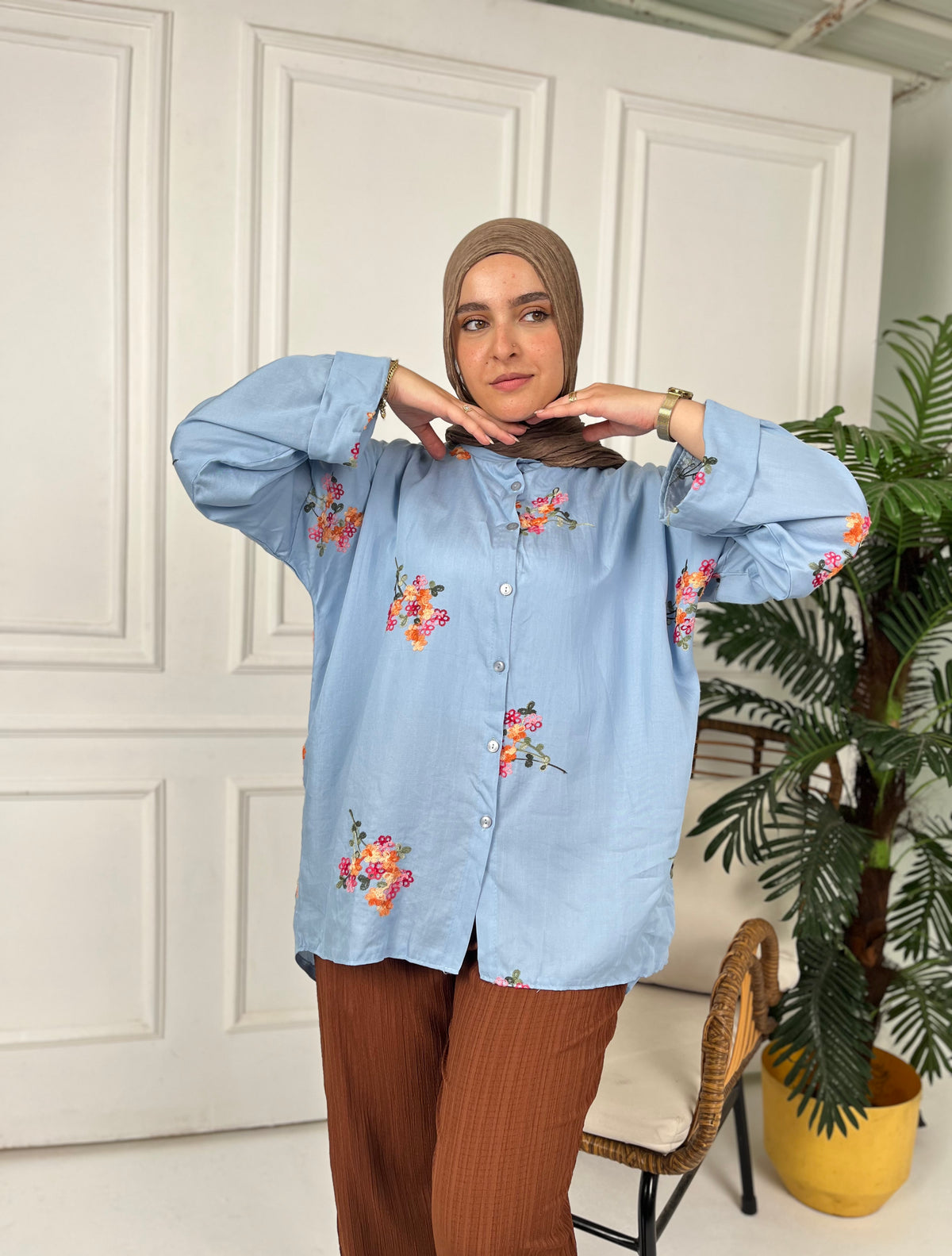 Baby Blue Bloom Blouse