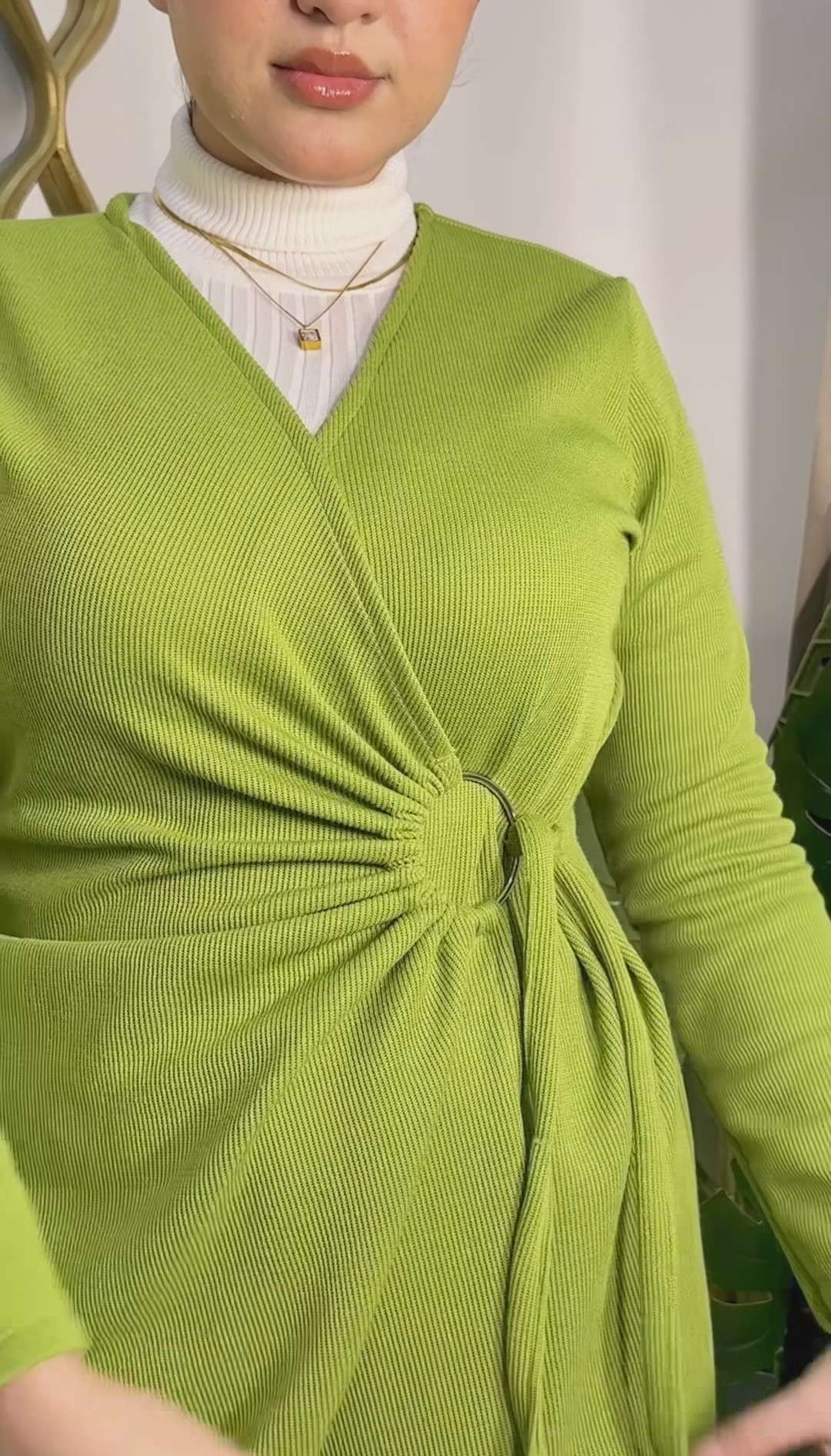 Kiwi Rib-Knit Dress With a Metal Ring