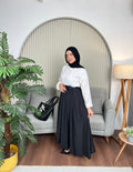 Black Flared linen skirt