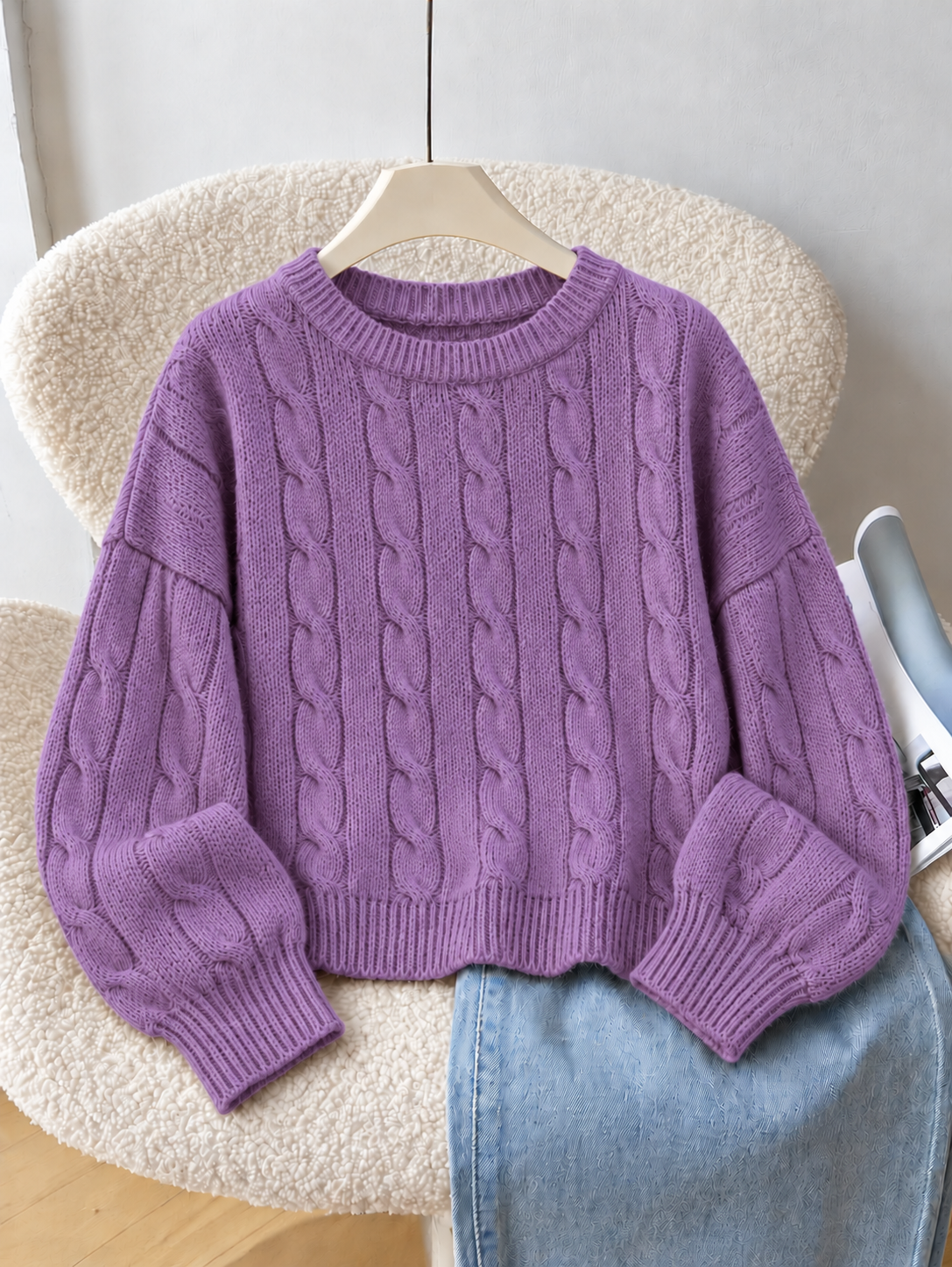 Purple Cable Pullover.