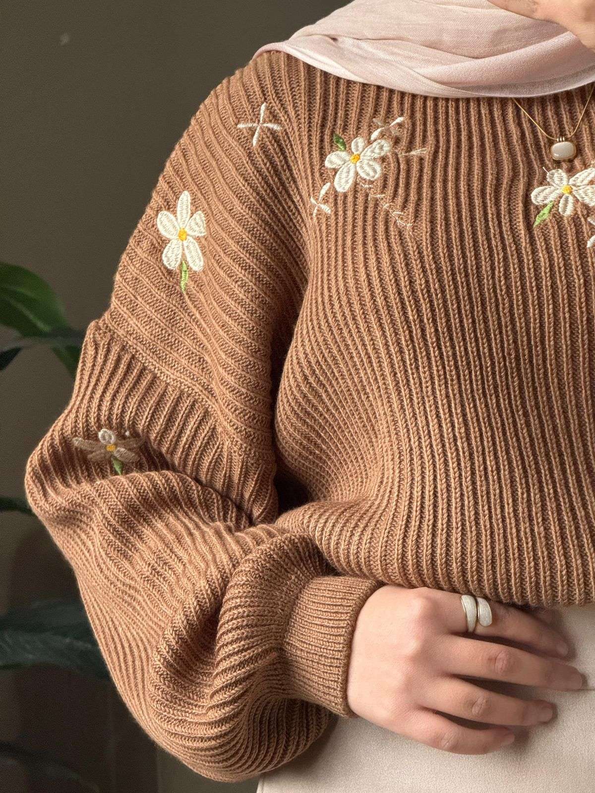 Cafe Flowers Embroidered Pullover.