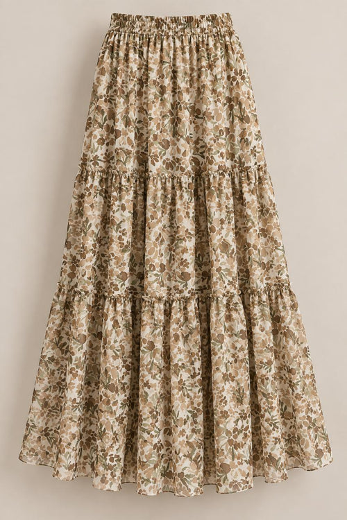 Beige Floral Skirt.