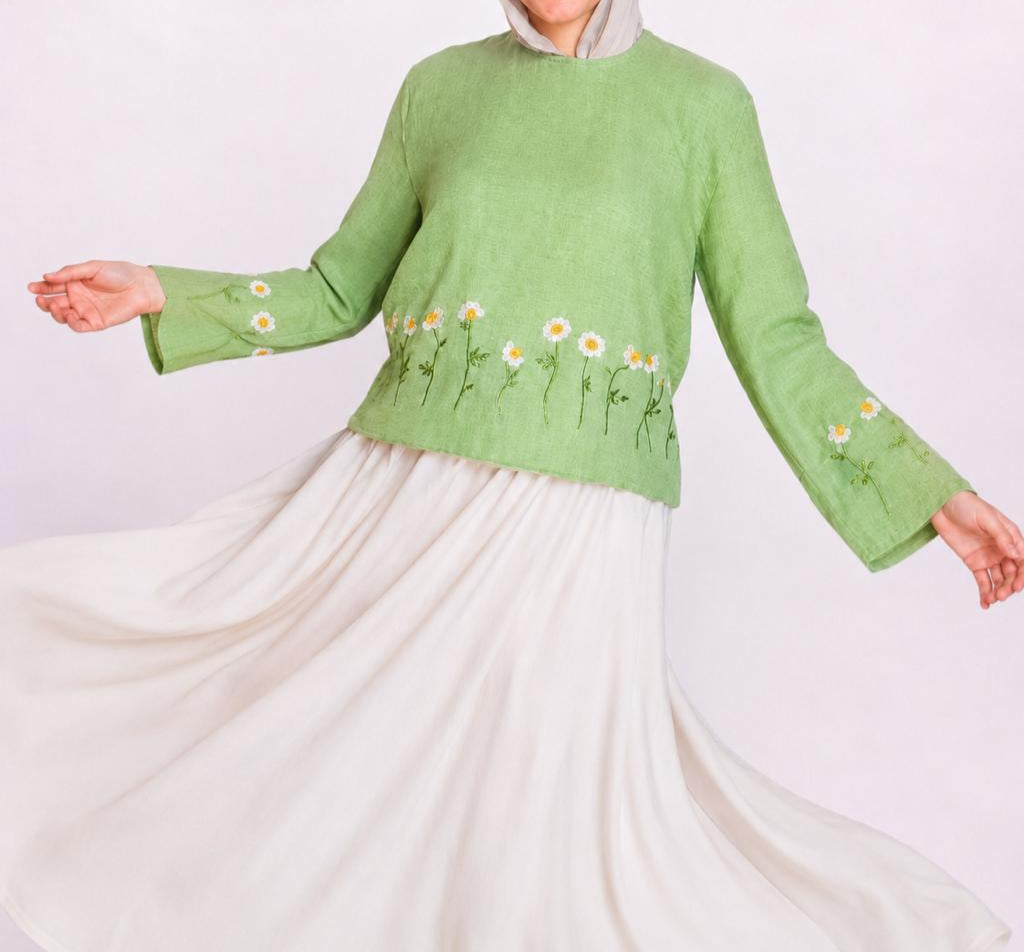 Mint Green Embroidered Blouse