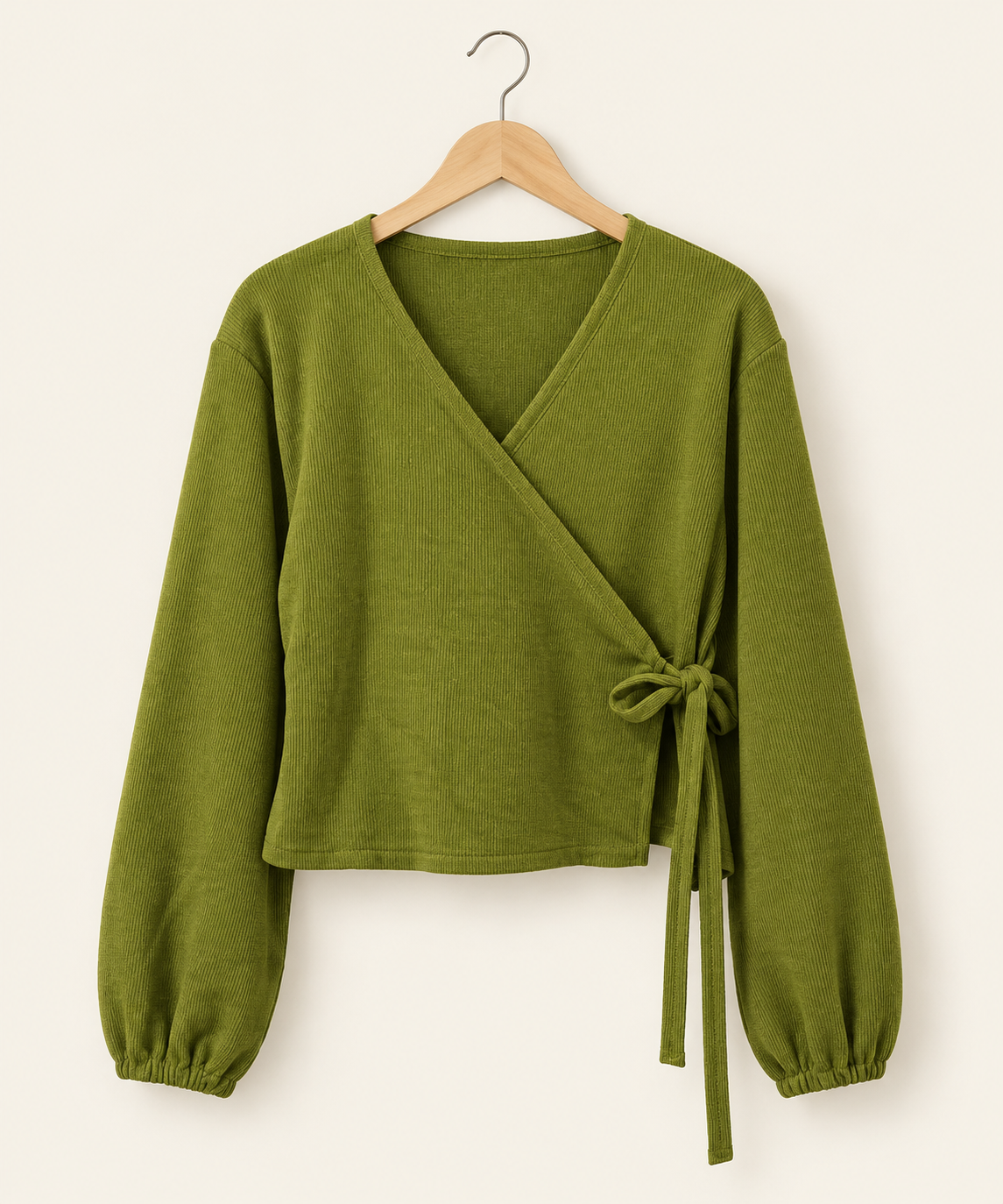 Kiwi Rib Blouse With Tie.