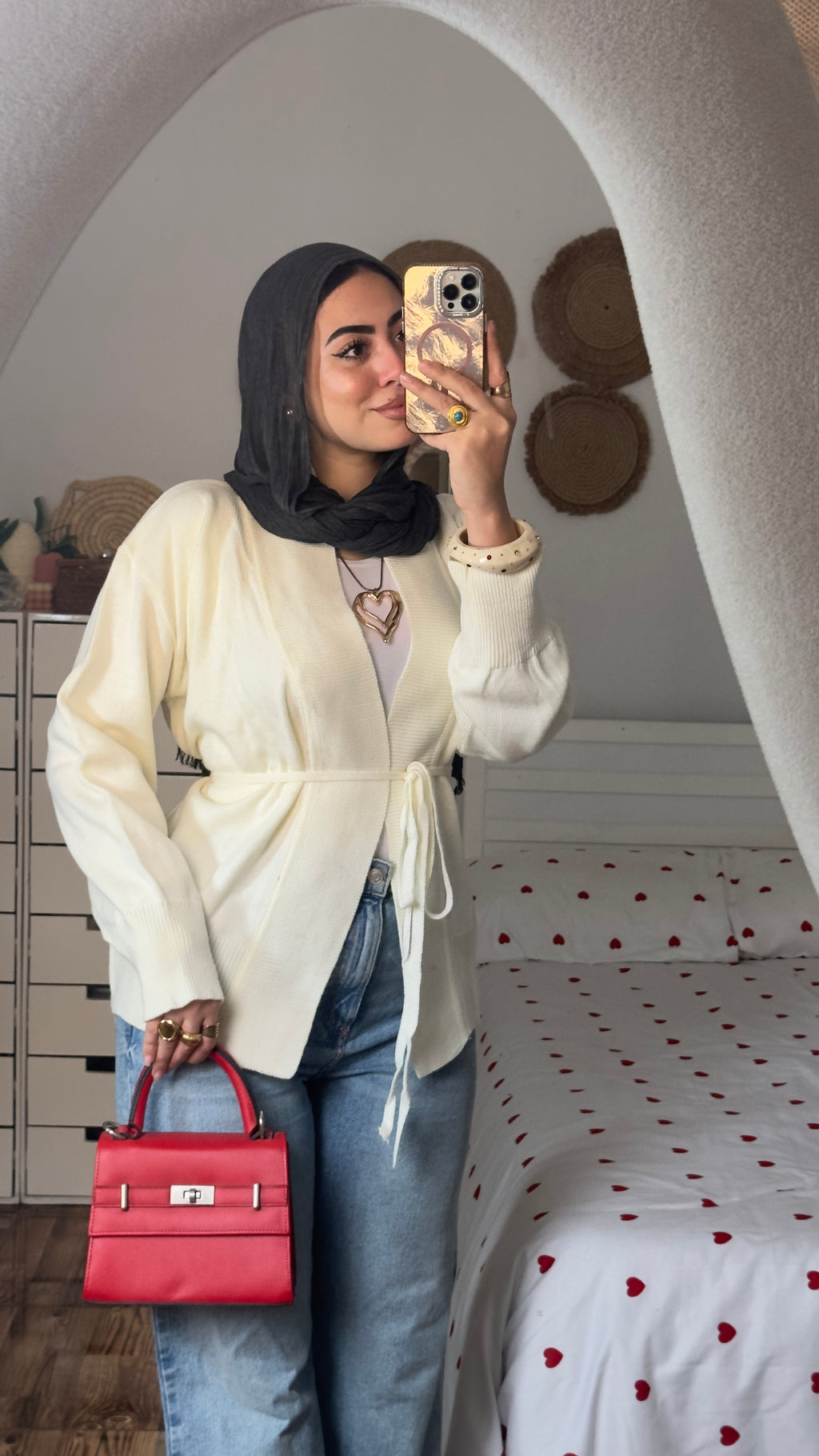 Off-White Cardigan With Belt.