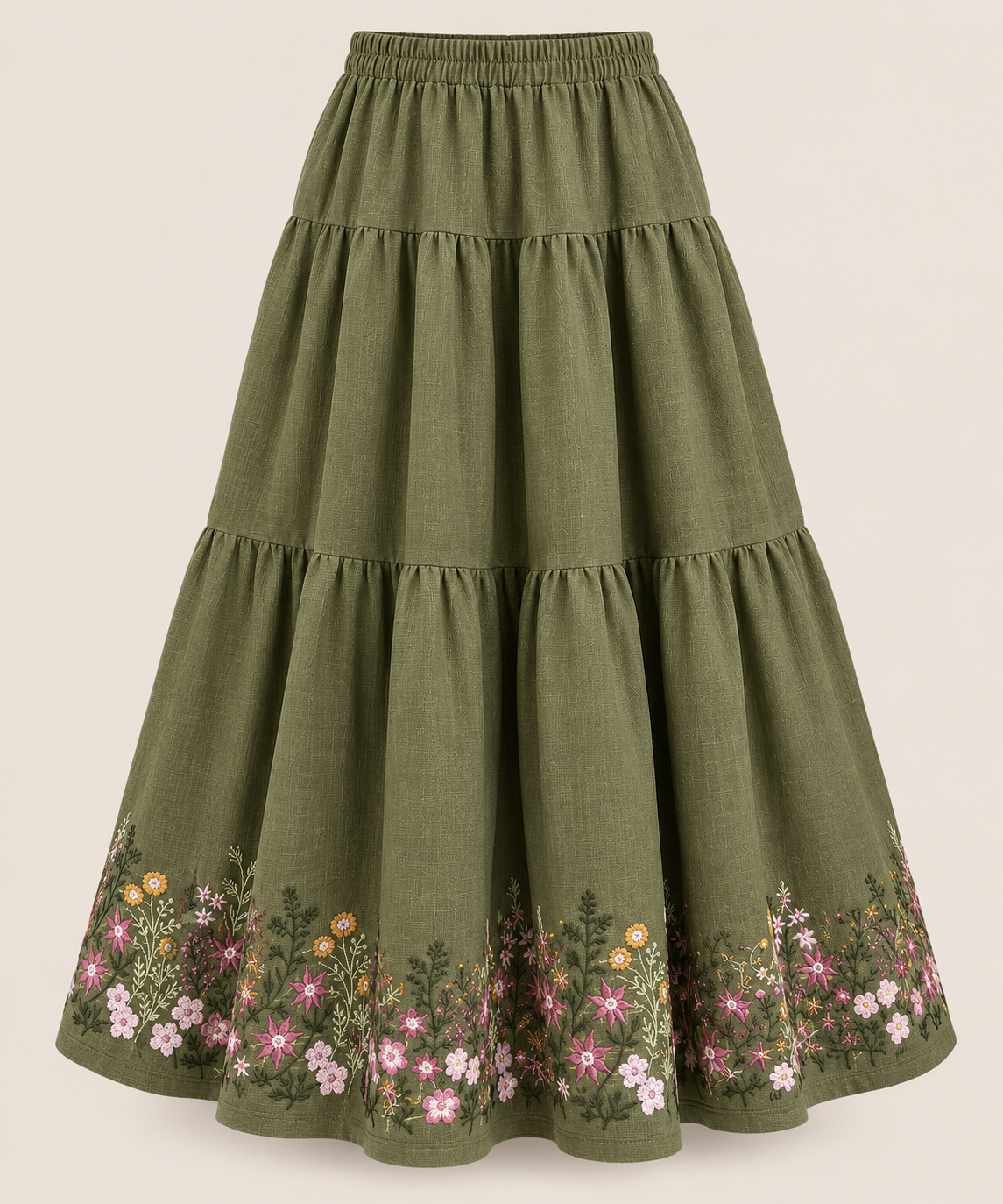 Oily Embroidered linen Skirt