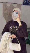 Brown Embroidered Floral Dress