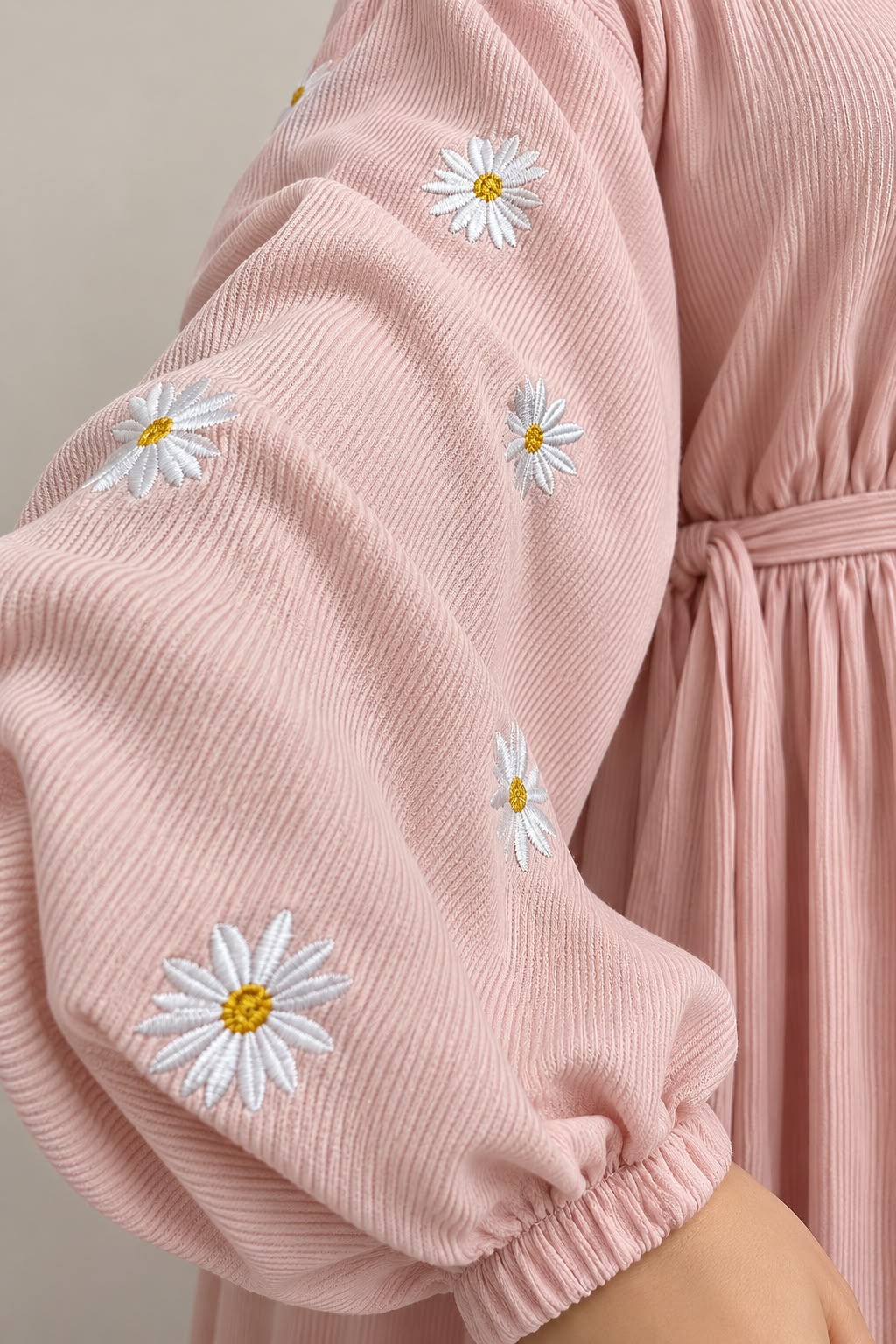 Pink Embroidered Velvet Dress.