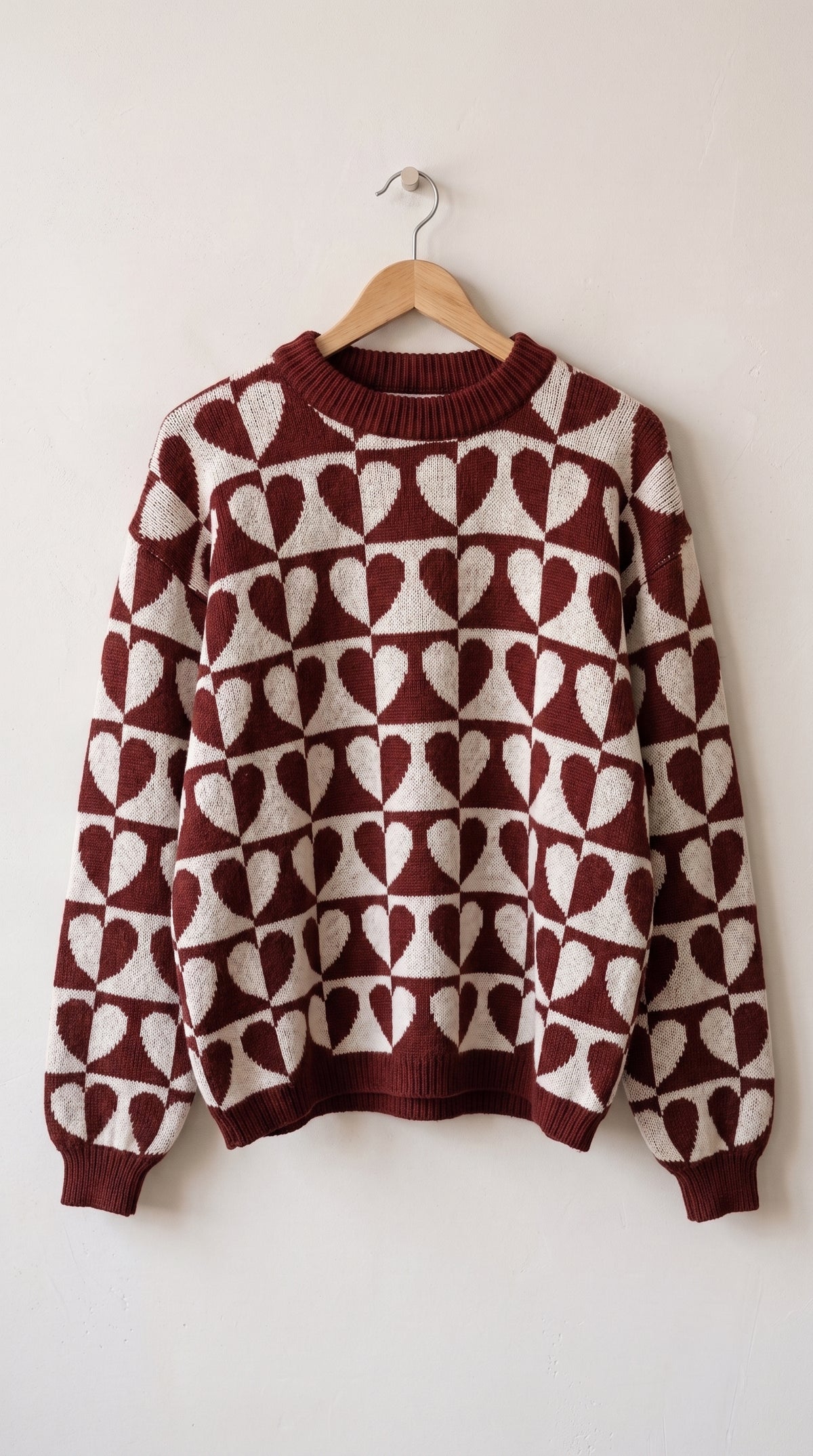 Burgundy Hearts Pullover.
