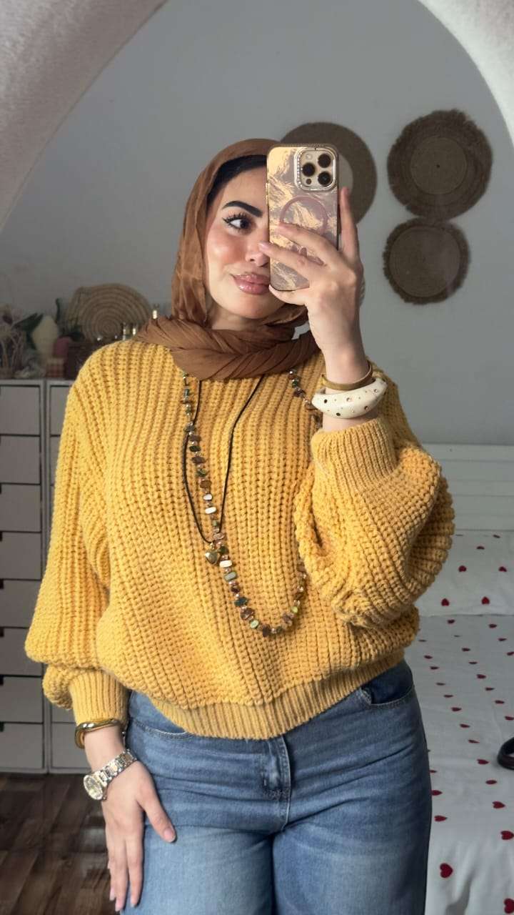 Mustard Crop-Top Pullover