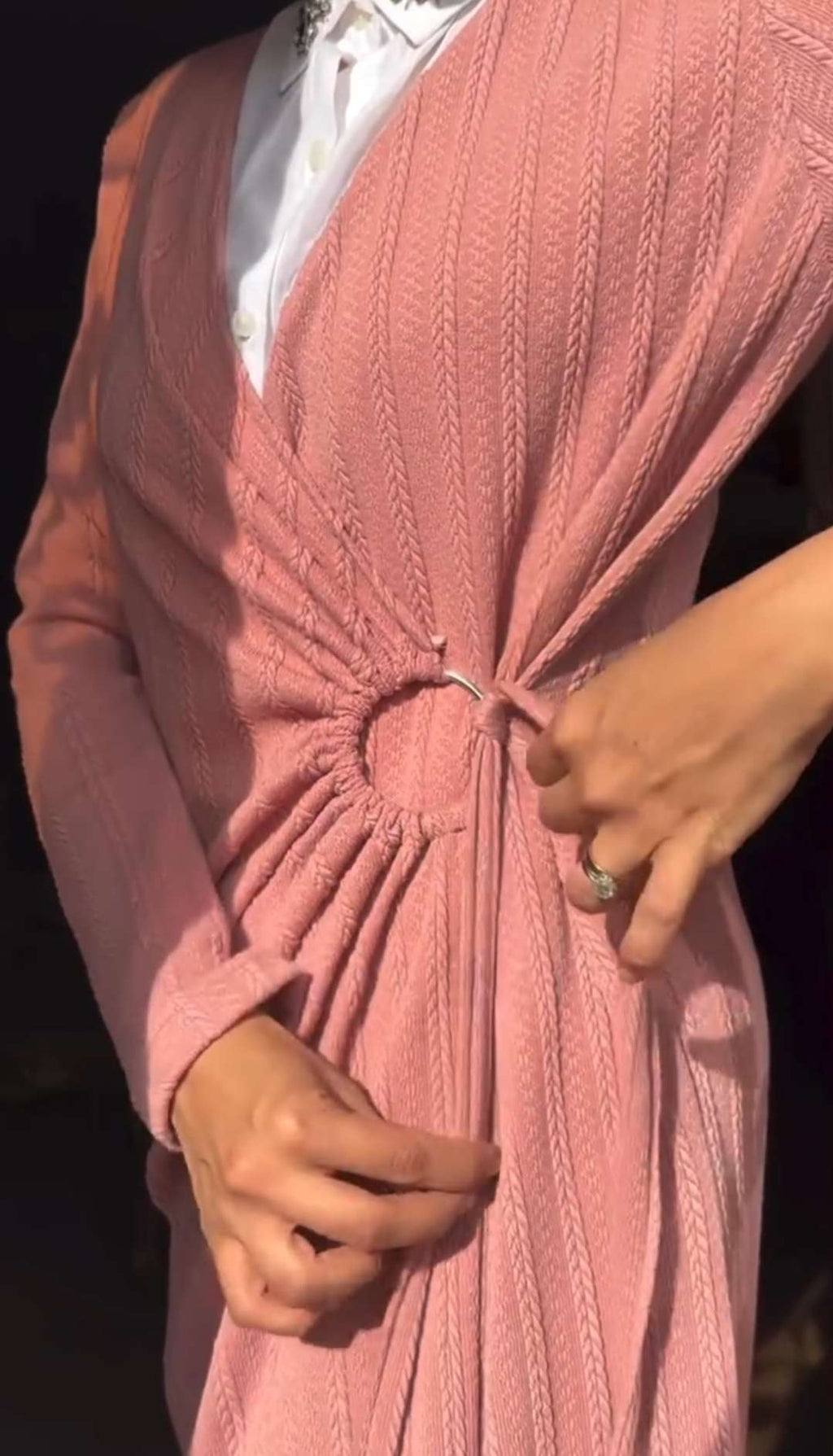 Cashmere Braided Dress With Metal Ring
