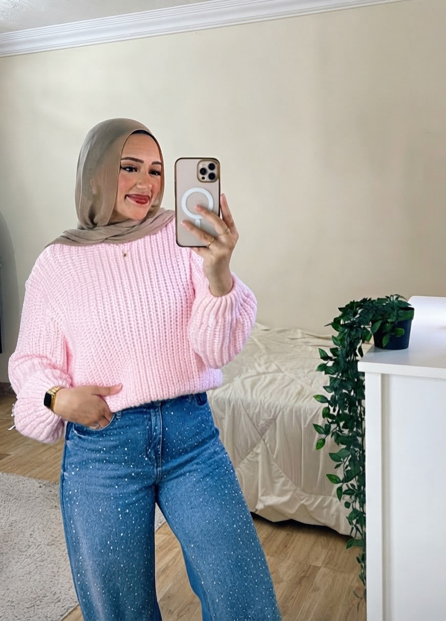 Pink Crop-Top Pullover