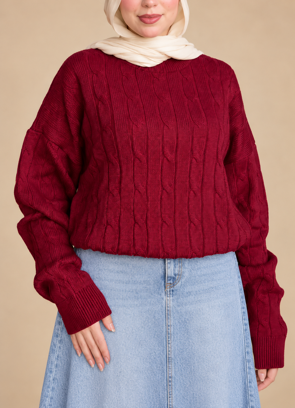Burgundy Cable Pullover.
