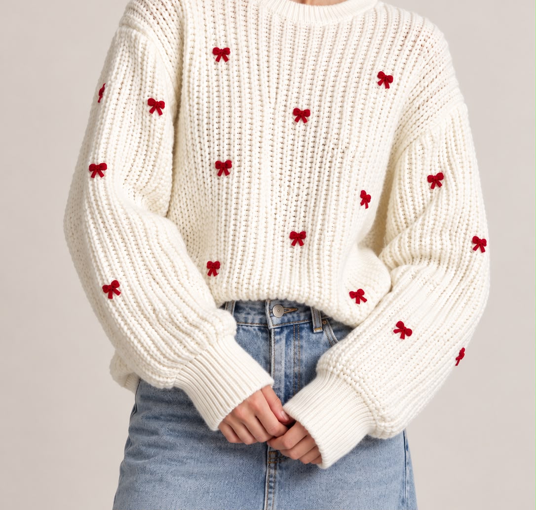 White Bow Pullover.