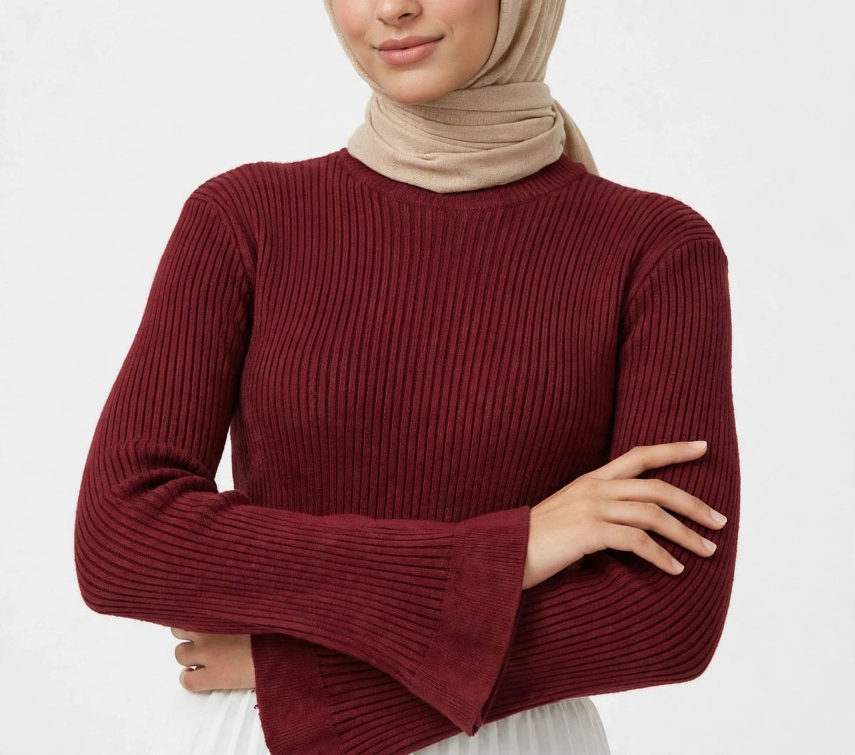 Burgundy Basic Ruffled Sleeves