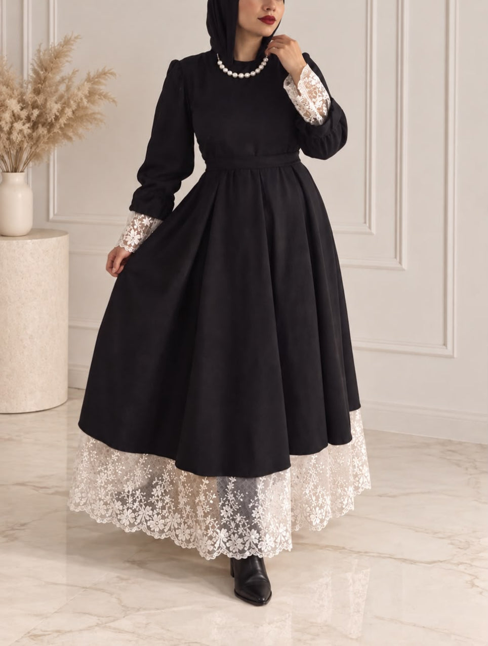 Black Suede Lace Dress