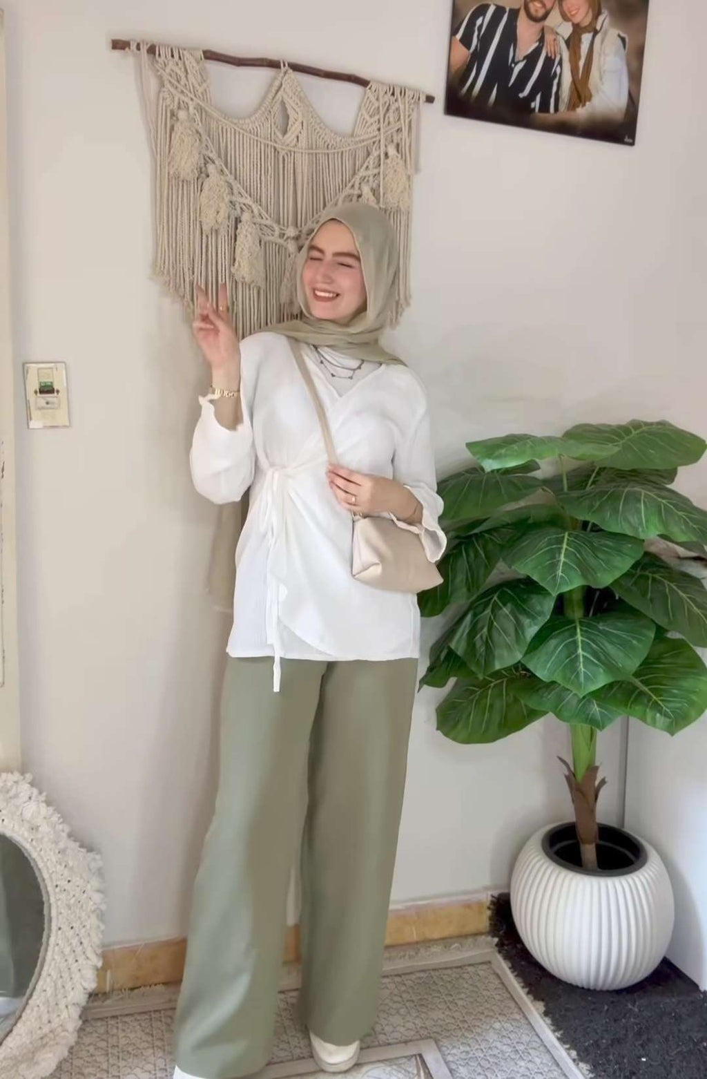 White Linen Blouse With Tie.