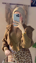 Cafe Ruffled V Pullover.