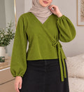 Kiwi Rib Blouse With Tie.